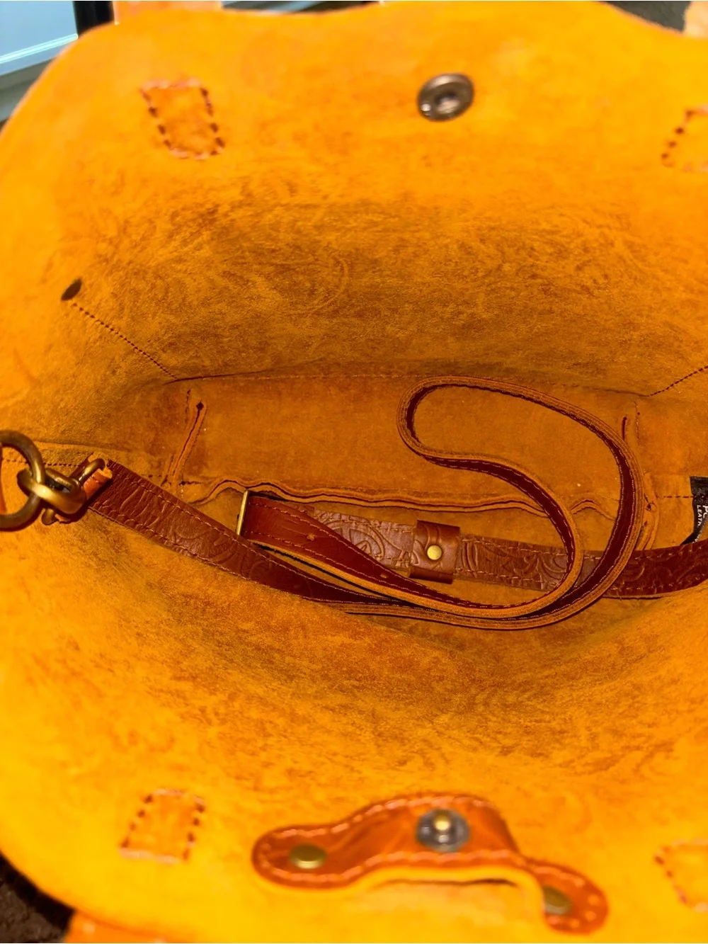 Portland Leather mini Embossed Floral Tote in Meadow